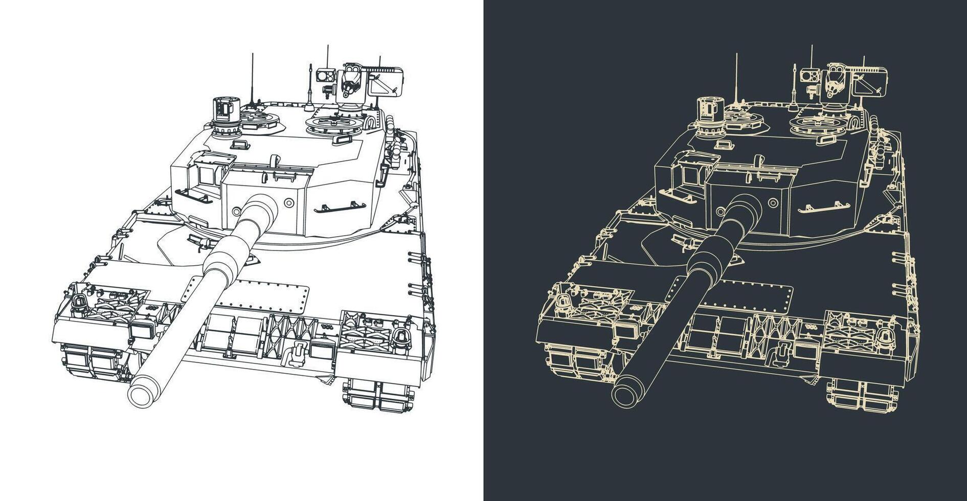 Leopard 2 german tank close up vector
