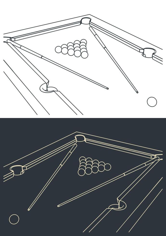Pool table close up illustrations vector