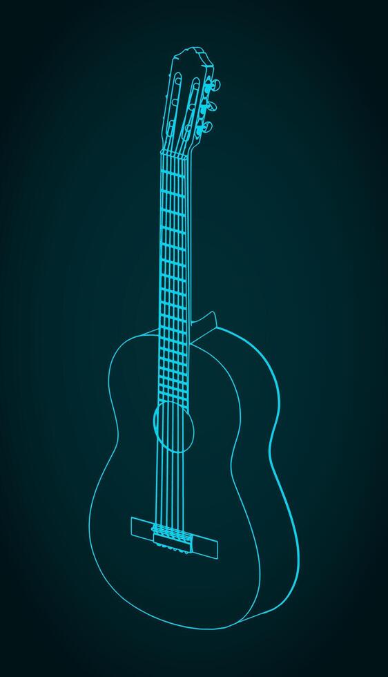 Classical guitar musical instrument illustration vector