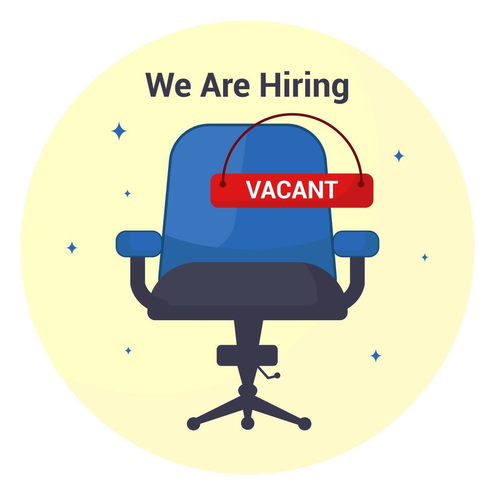 We Are Hiring Vacancy design with a chair vector