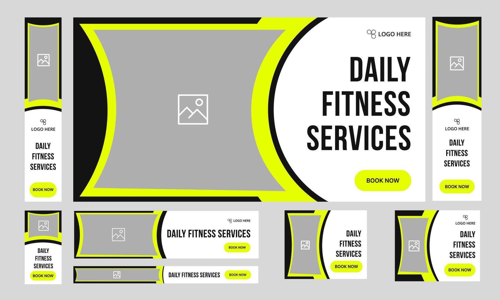 Web bundle body fitness web banner design for social media post, daily workout plan web set banner design, fully editable eps 10 file format vector