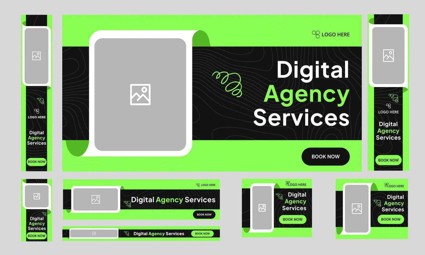 Digital creative agency web set banner design for social media post, digital marketing web bundle banner design, web banner design, fully customizable eps 10 file format vector