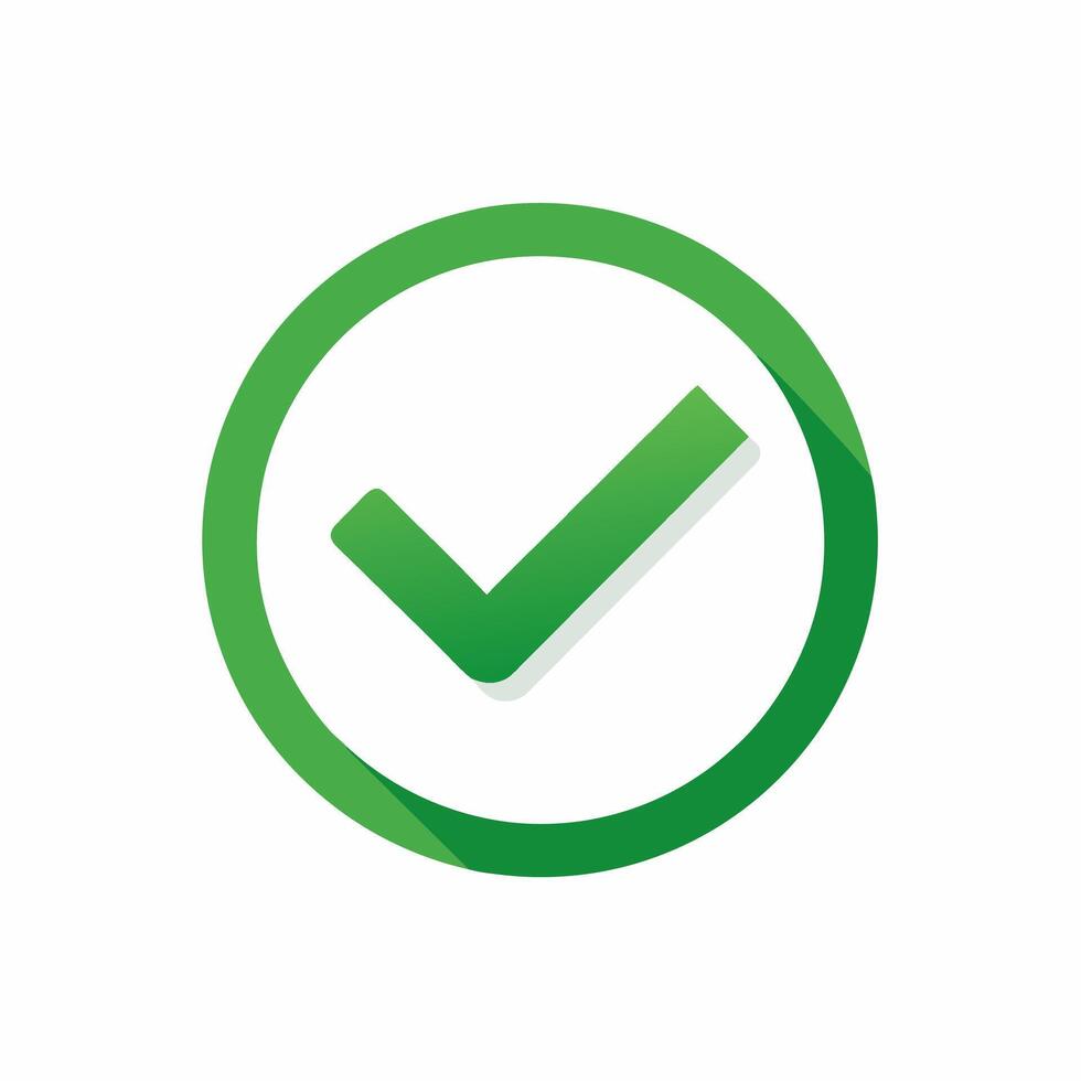 Checkbox checked tick box poll vote round circle icon symbol, check mark green checkmark isolated on white background, checked icon or correct choice sign, pictogram vector