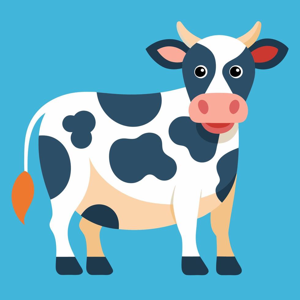 illustration in cartoon flat design style of Cow vector