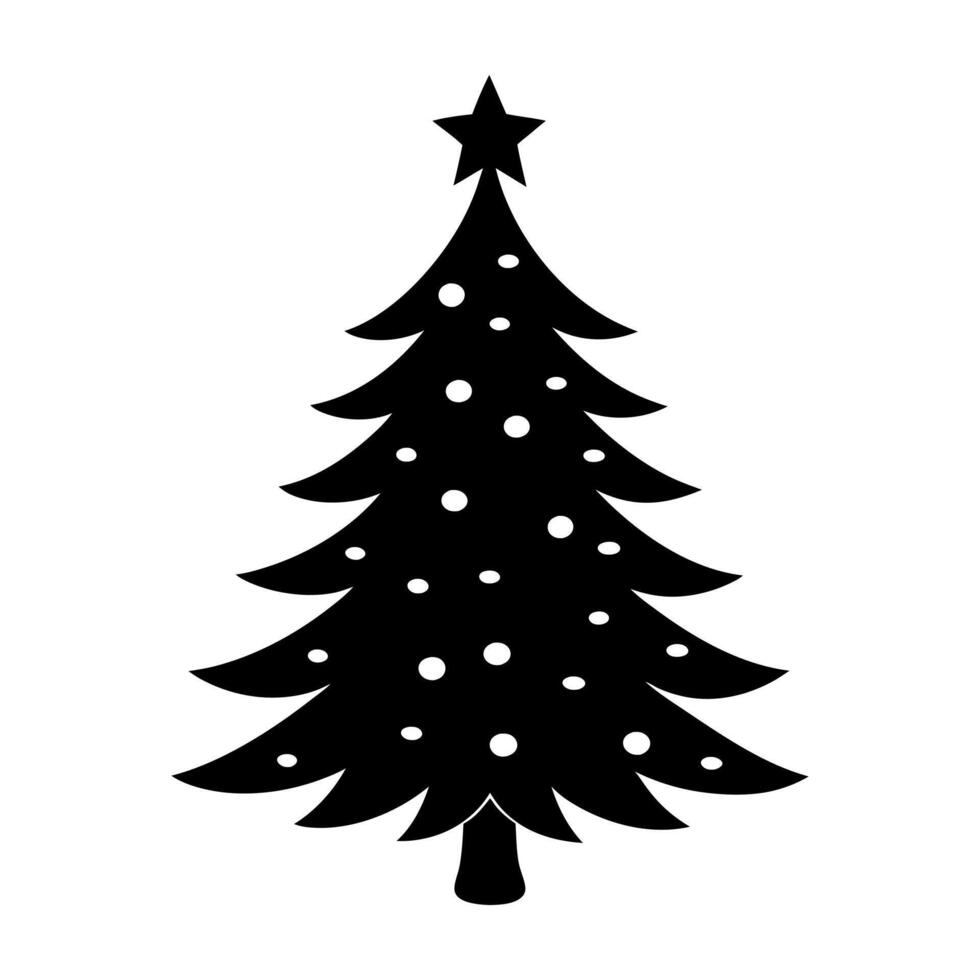 Christmas Tree Silhouette on White Background Festive Holiday Graphic Design vector