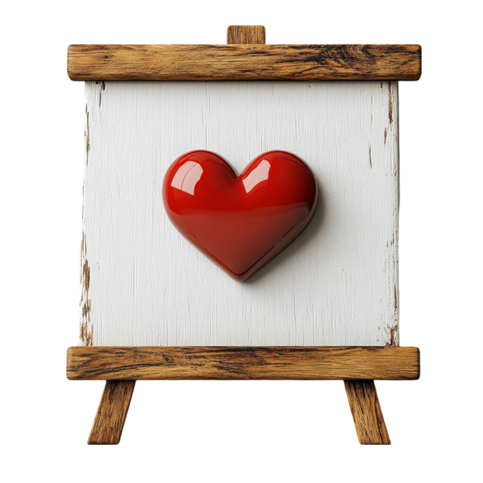 3D Heart on Easel on Transparent Background png