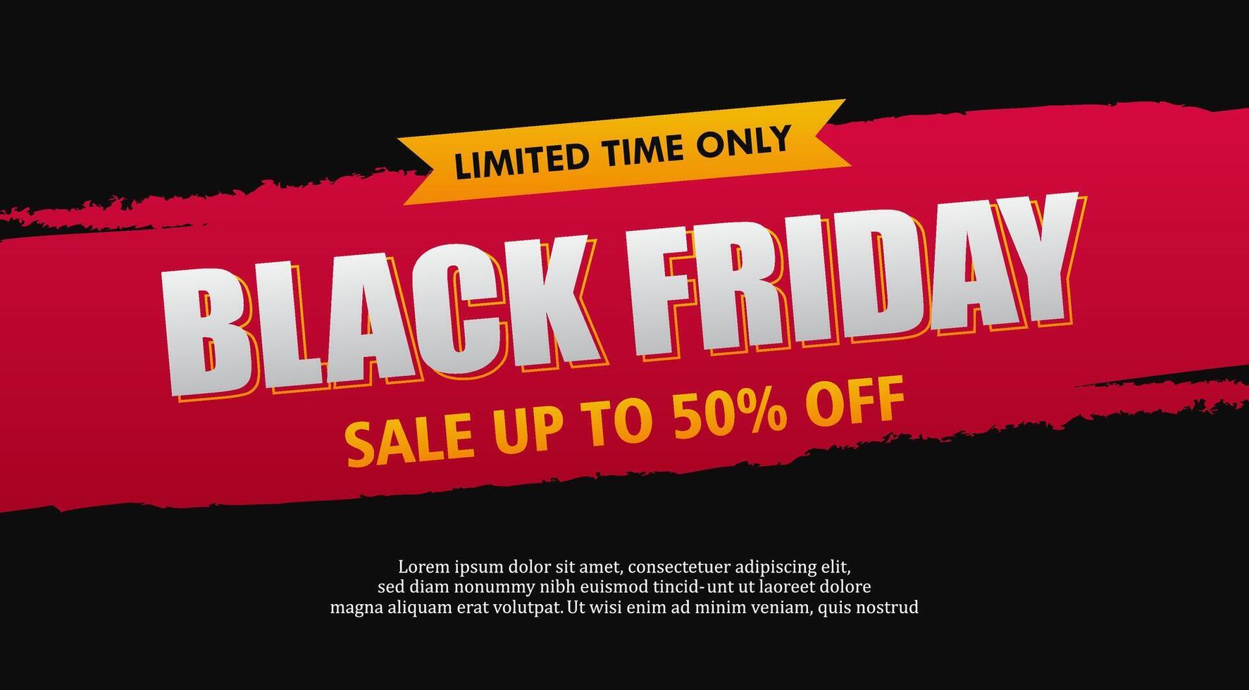 black friday sale banner with red and black text vector