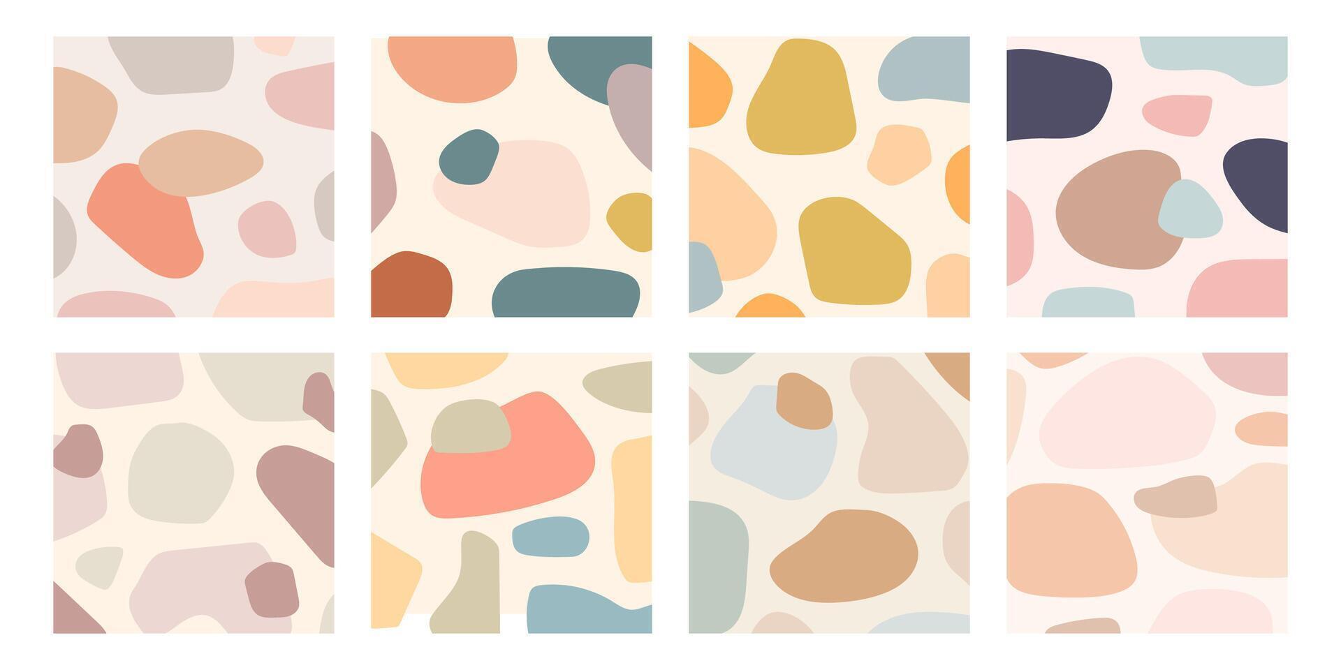 Collection of abstract organic shapes patterns. Modern texture of pastel colorful wallpaper vector