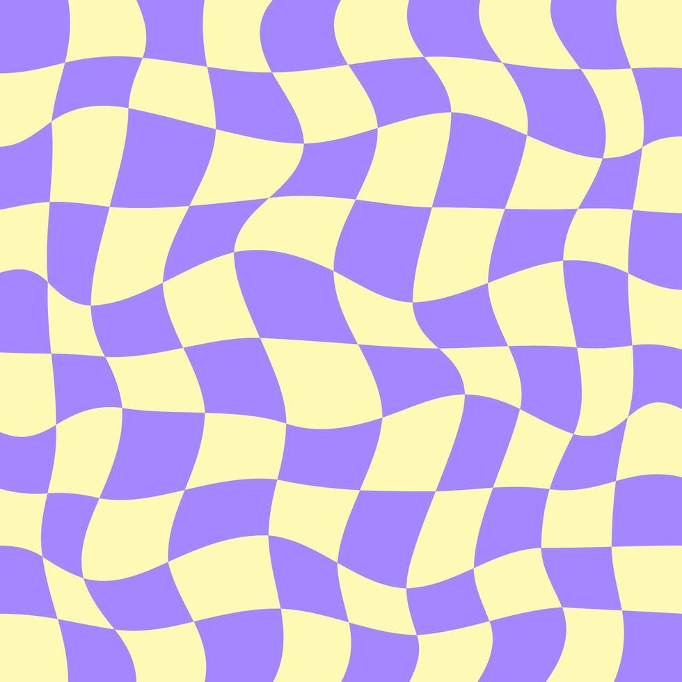 70s background in retro hippie style. Wave pattern, checkerboard, net. Texture illustration. Distorted in a psychedelic and Y2k aesthetic style vector