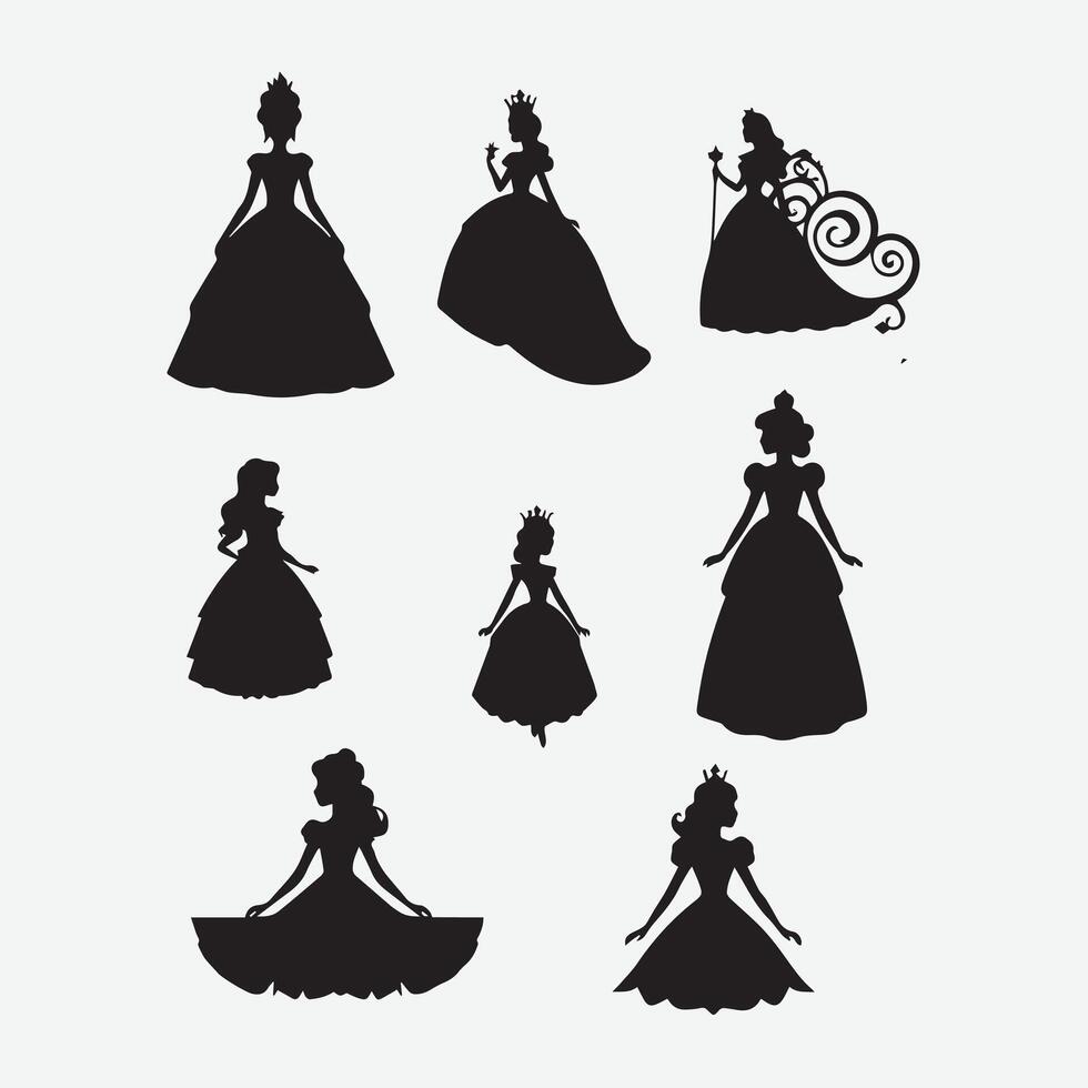 Princess Silhouette Ideas for Minimalist Designs vector
