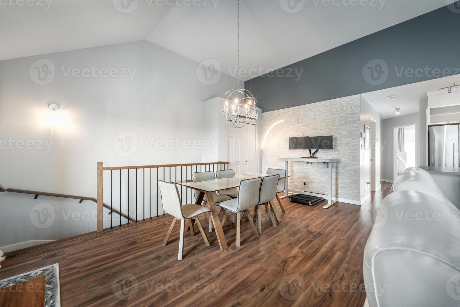 Inside and outside facade and interior of apartment in Brossard closed to Montreal Quebec Canada photo
