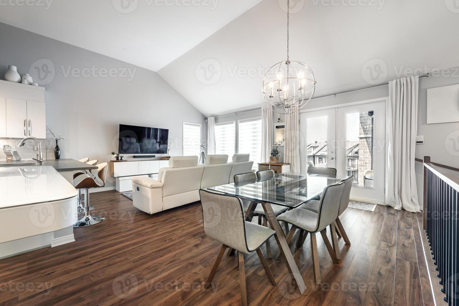 Inside and outside facade and interior of apartment in Brossard closed to Montreal Quebec Canada photo