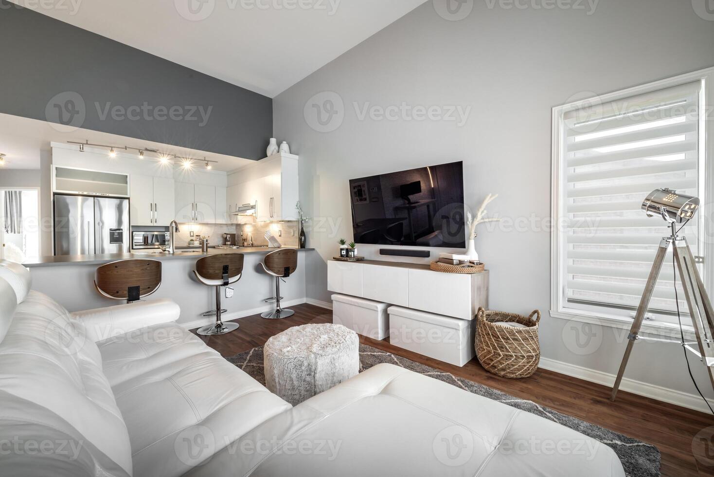 Inside and outside facade and interior of apartment in Brossard closed to Montreal Quebec Canada photo