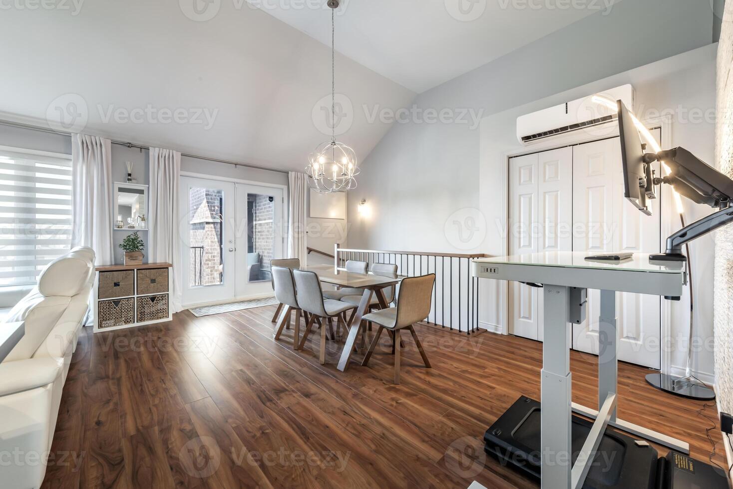 Inside and outside facade and interior of apartment in Brossard closed to Montreal Quebec Canada photo