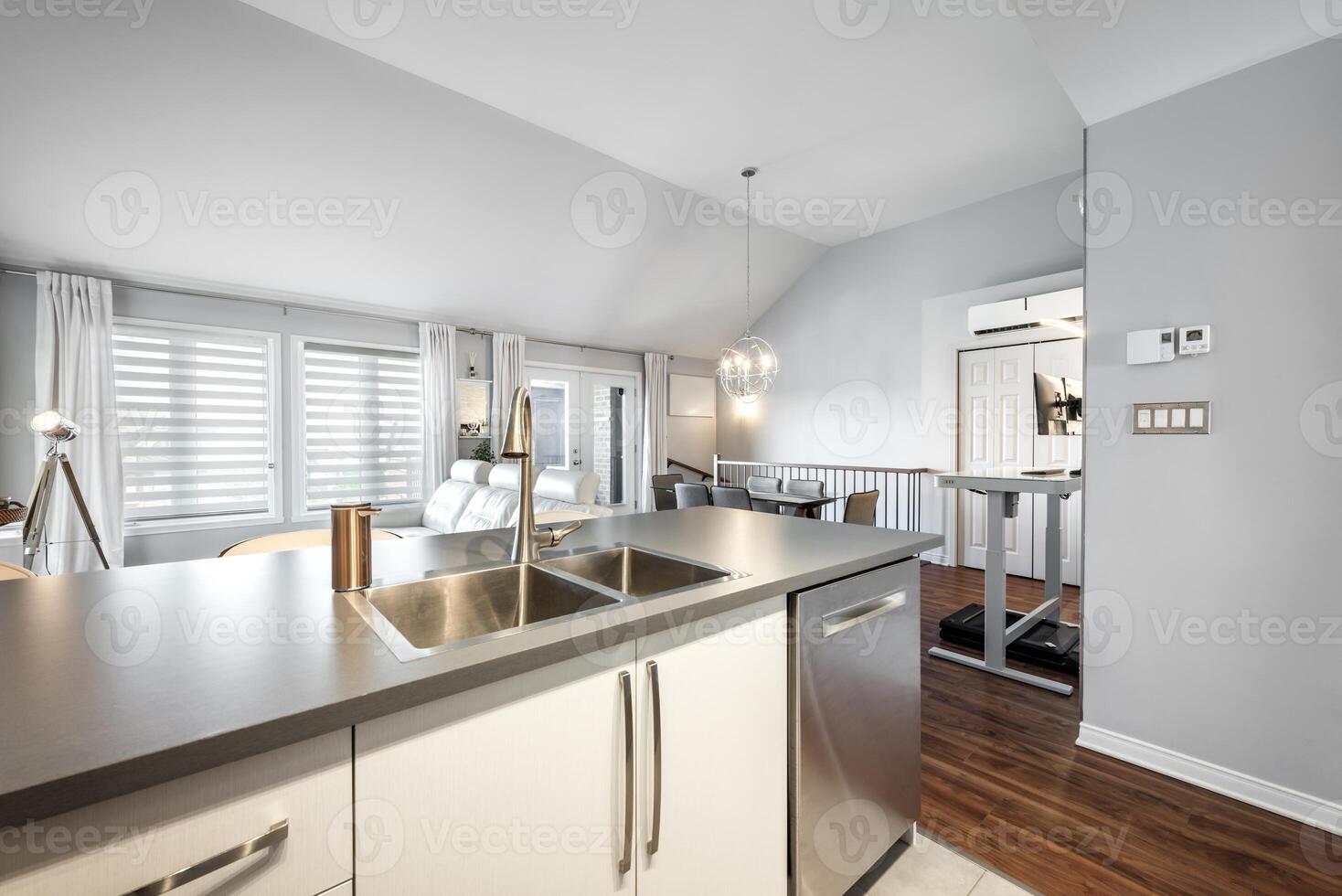 Inside and outside facade and interior of apartment in Brossard closed to Montreal Quebec Canada photo