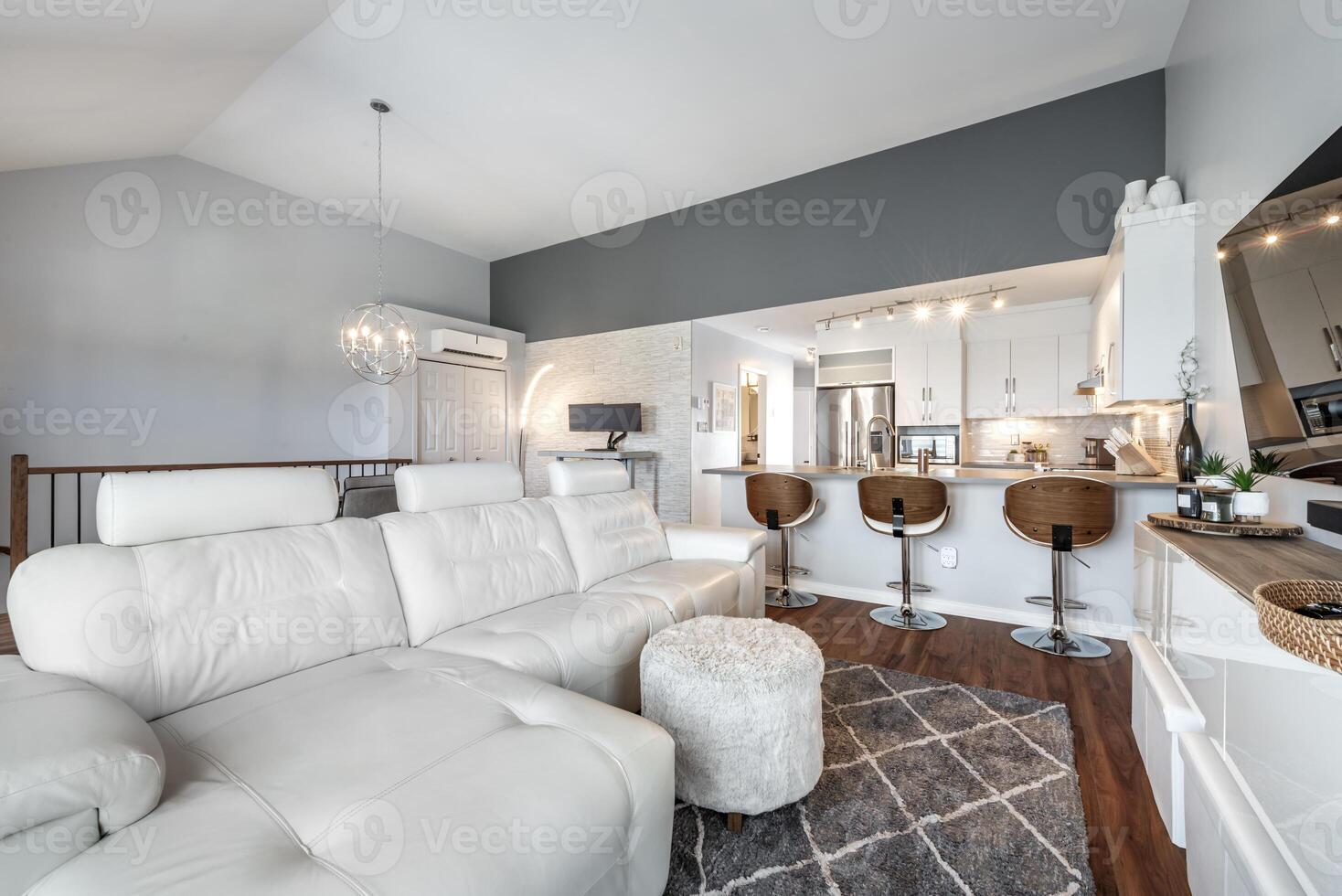 Inside and outside facade and interior of apartment in Brossard closed to Montreal Quebec Canada photo