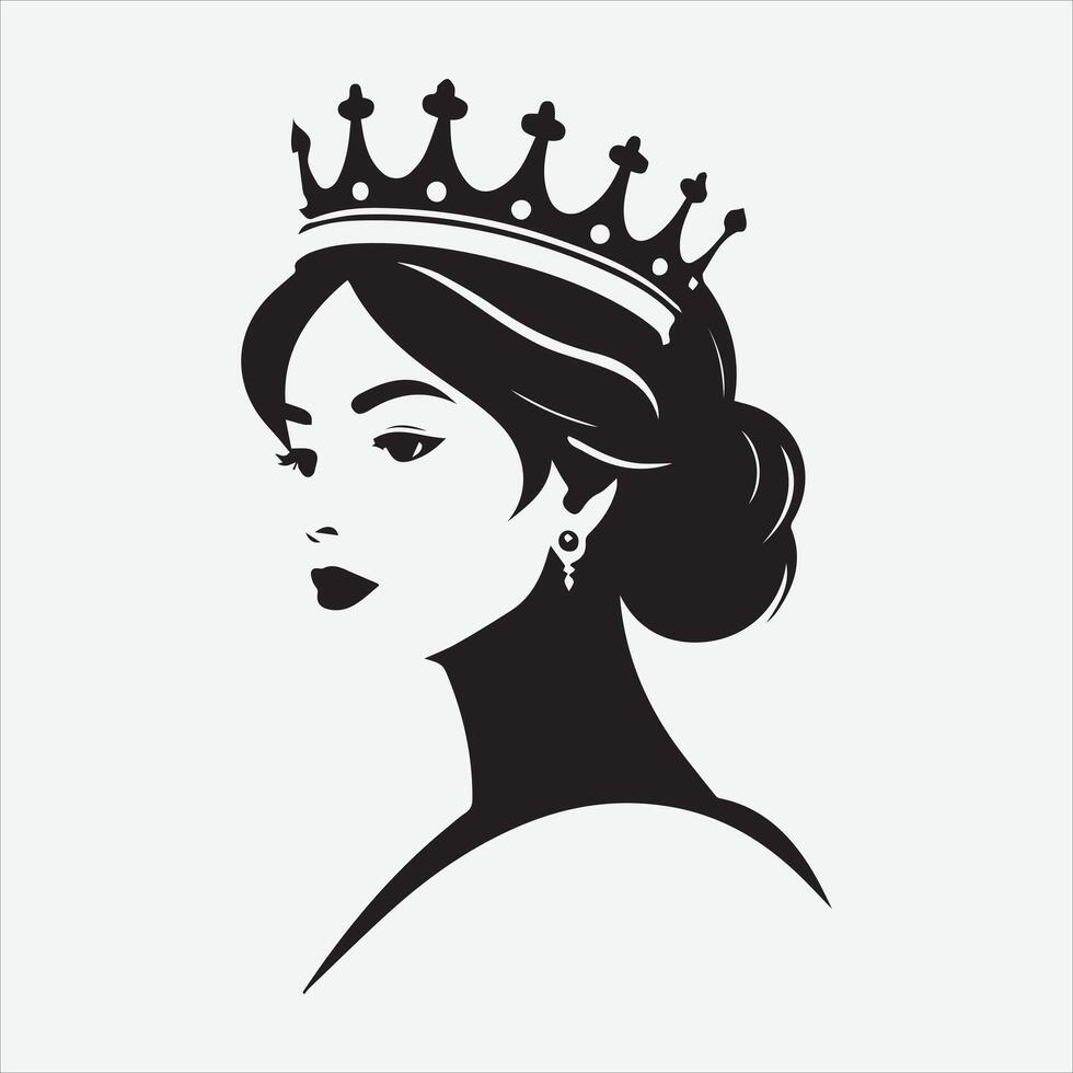 Elegant Queen Silhouette Icons for Branding vector