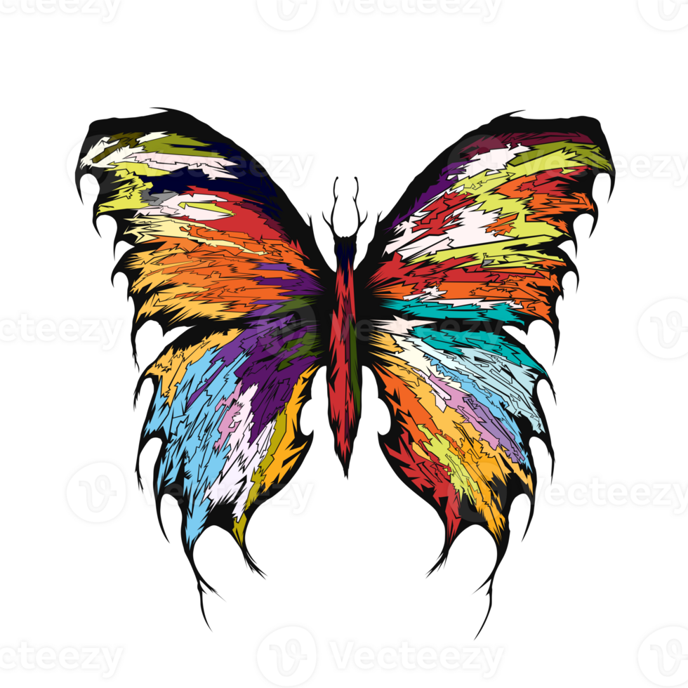 Dark butterfly design, isolated insect, Multicoloured pattern, butterfly concept png