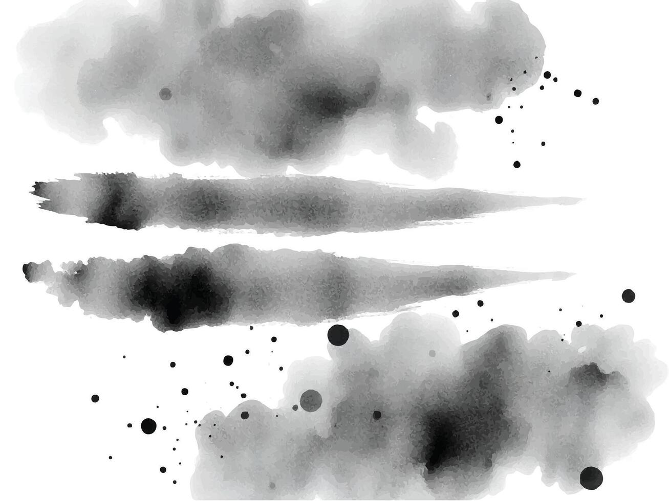 Grayscale watercolor design with overlapping blots and linear elements, perfect for minimalistic, modern, and artistic backgrounds. vector