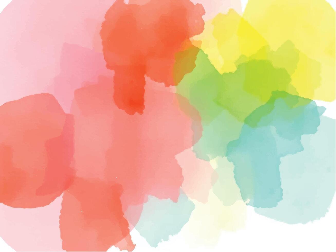 Bright watercolor blobs in red, yellow, green, and blue tones blending together, ideal for cheerful and creative designs. vector