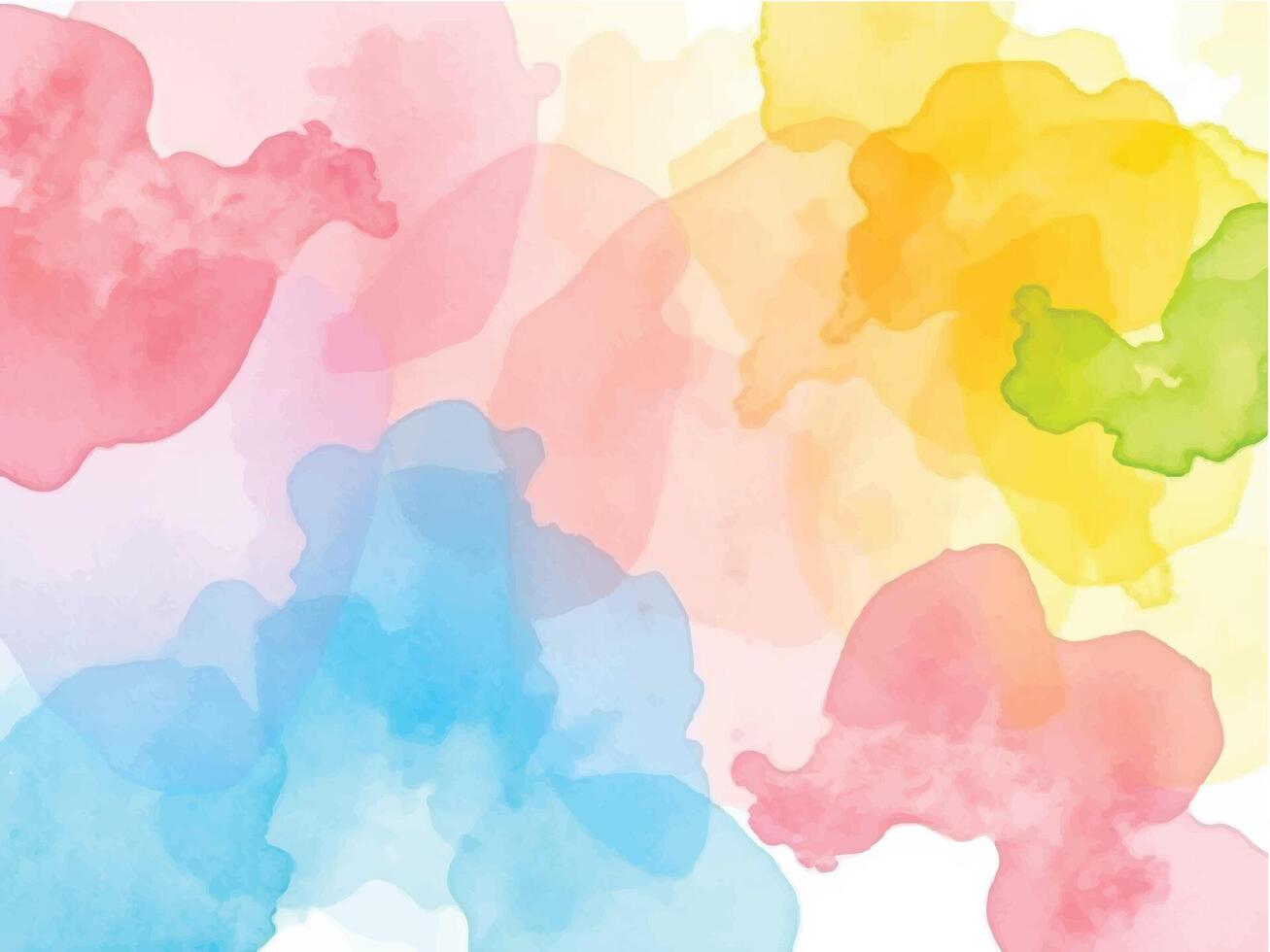 Overlapping watercolor blobs in pink, yellow, green, and blue pastel tones, perfect for playful and creative artistic designs. vector