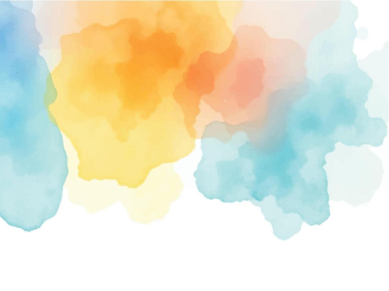 Abstract watercolor artwork blending bright orange, yellow, and blue tones, ideal for modern designs or creative backgrounds. vector