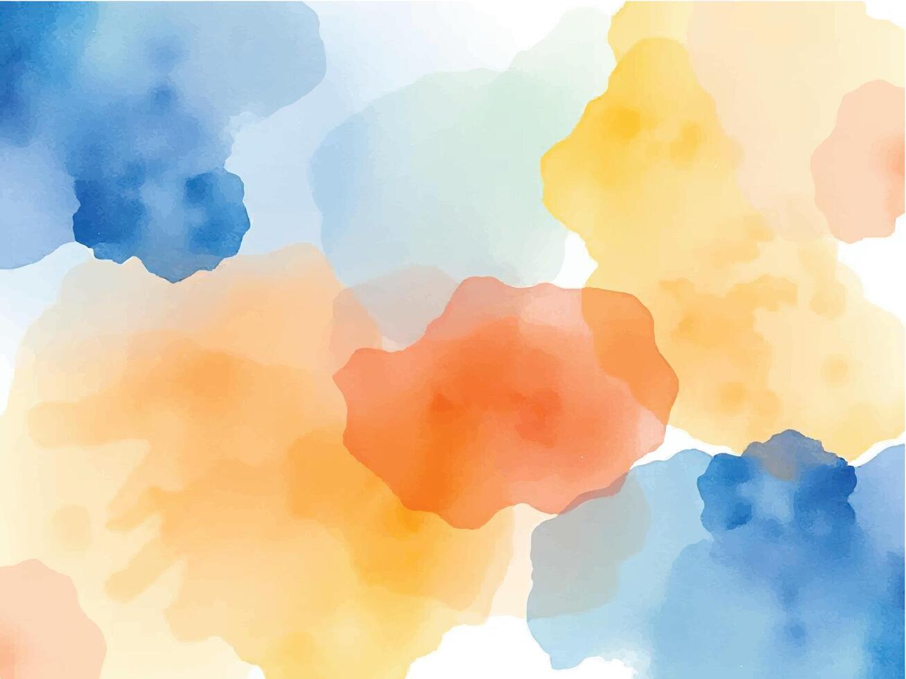 Abstract watercolor background blending warm orange and cool blue tones, perfect for artistic and cheerful designs. vector