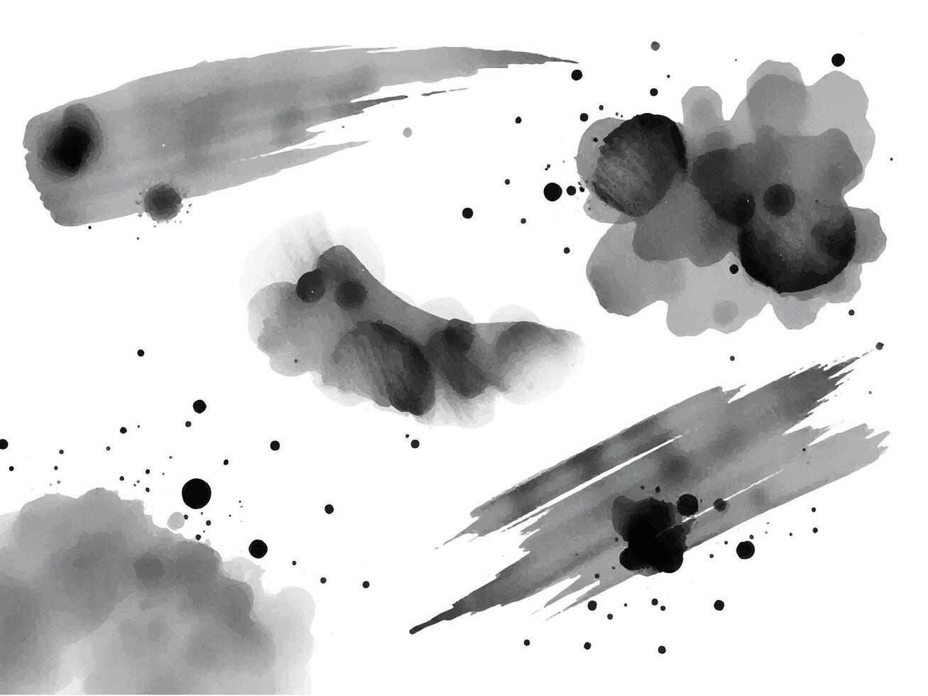Abstract black watercolor artwork featuring splashes and brush effects, perfect for bold, modern, and dramatic artistic designs. vector