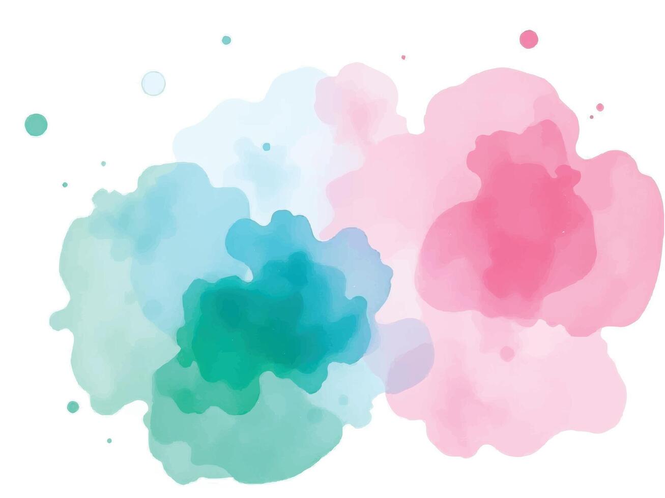 Soft watercolor blobs in green, pink, and blue pastel tones blending together, perfect for cheerful and creative designs. vector