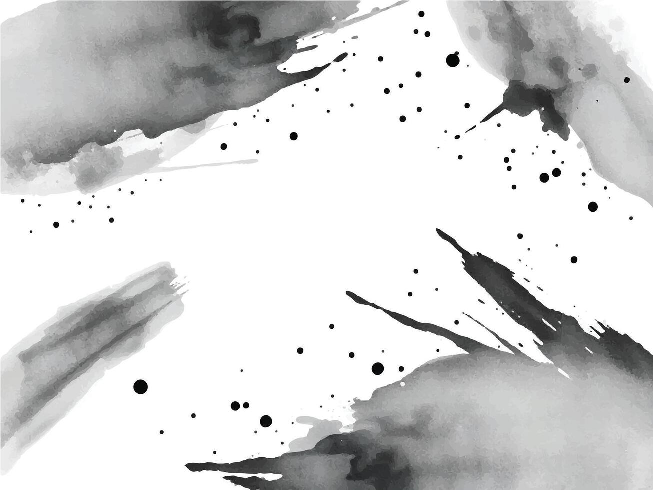 Dynamic Black Watercolor Strokes and Splatters vector