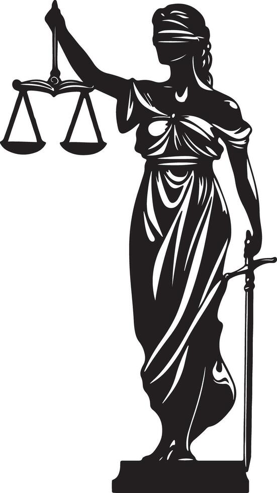 Lady Justice Silhouette with Scales vector
