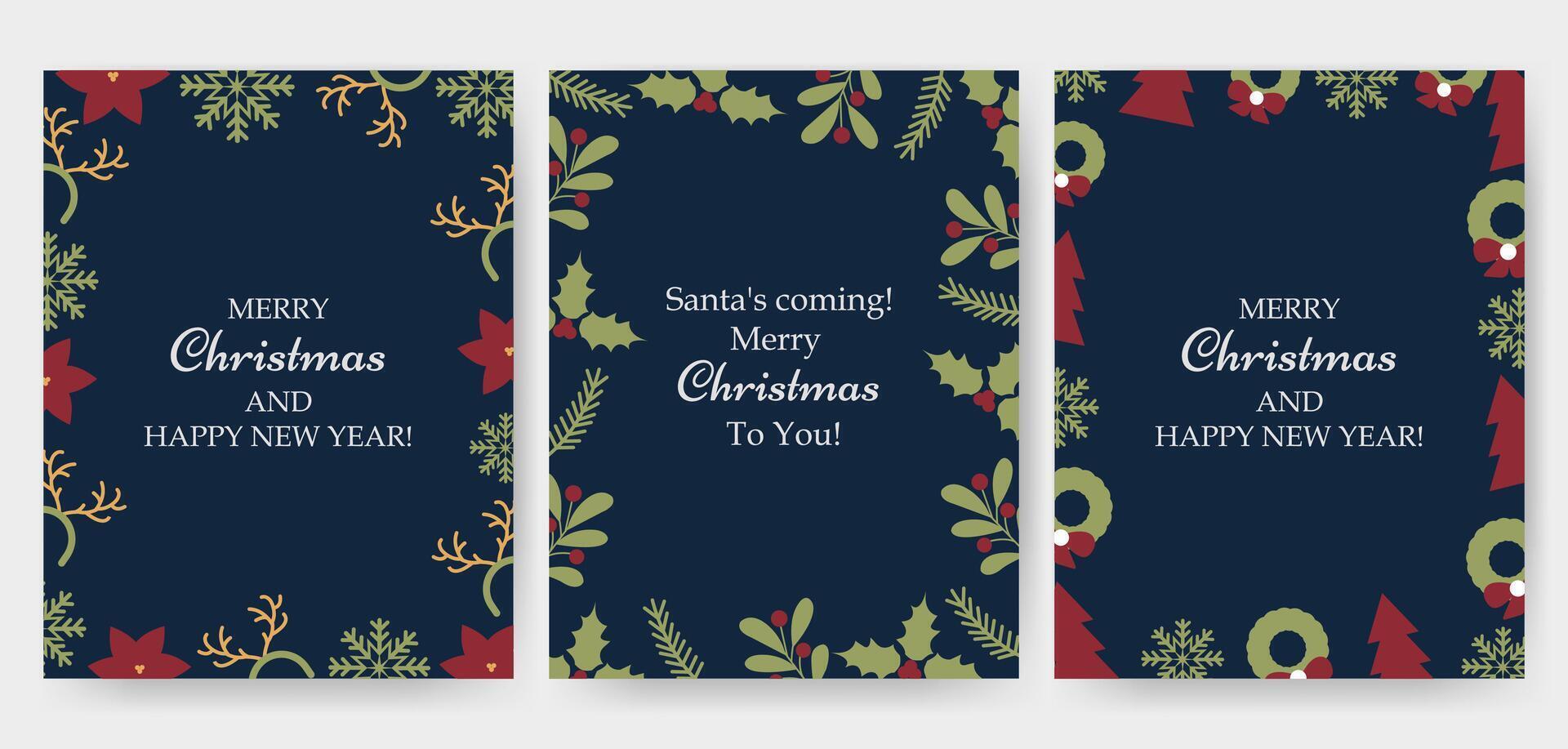 Set of Merry Christmas background vector