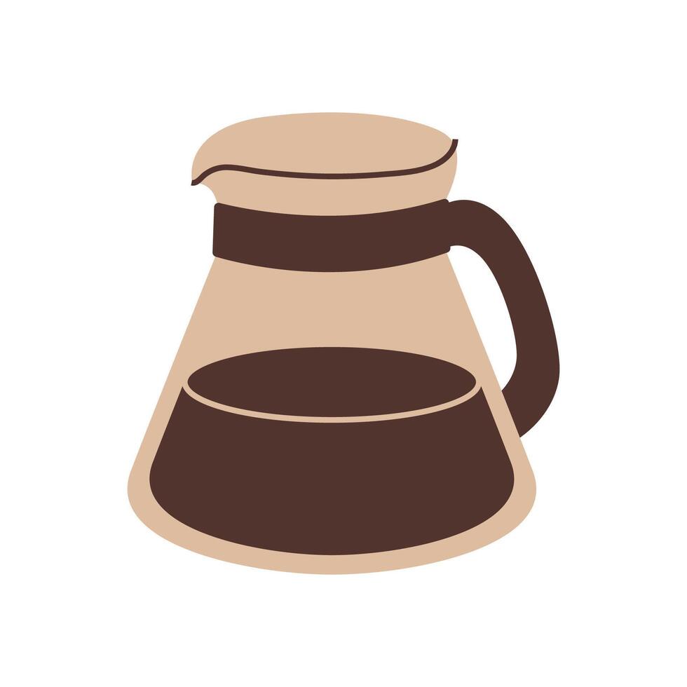 Glass coffee pot. Coffee lover item. Simple flat clipart vector