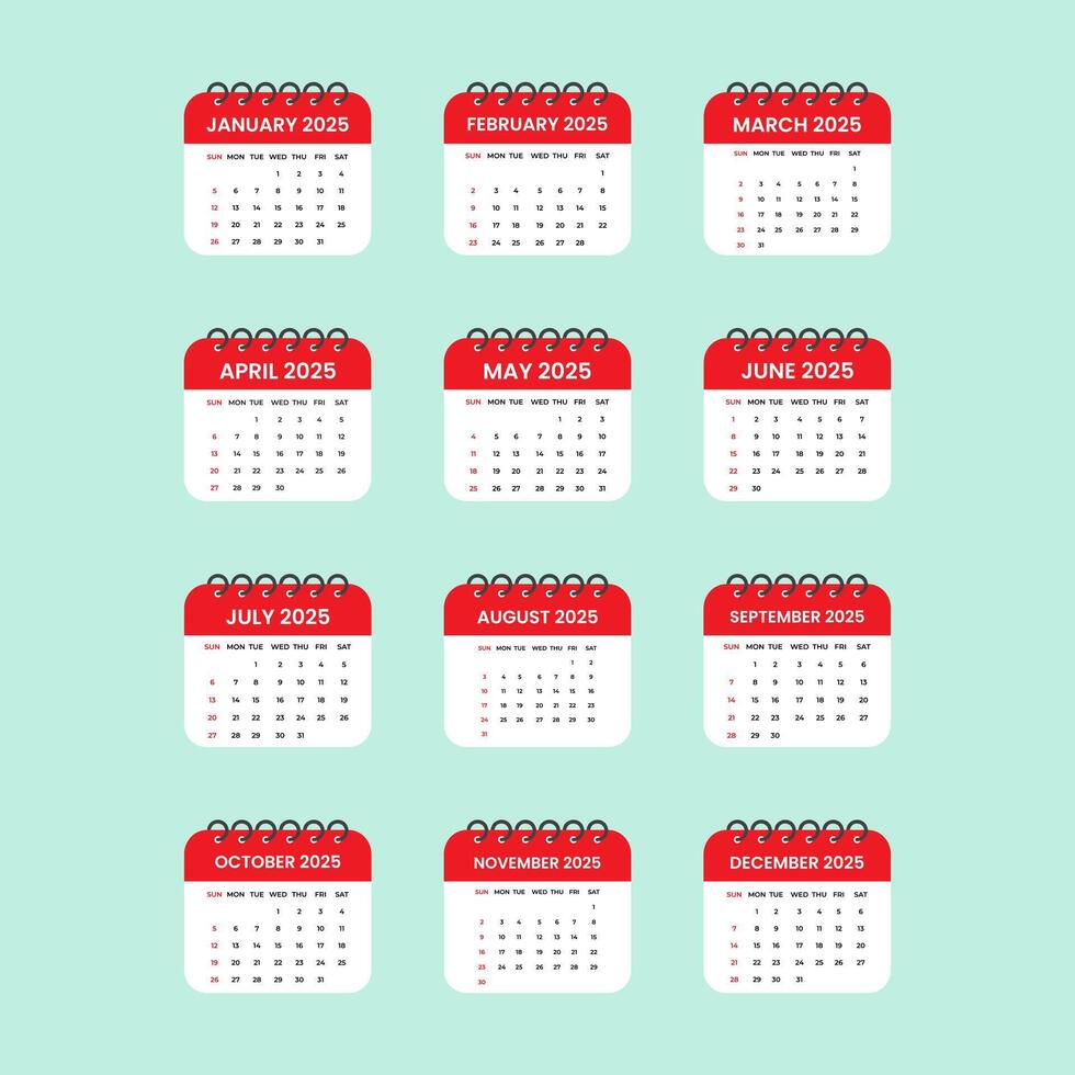 Simple 2025 Calender template for new year event and business. vector
