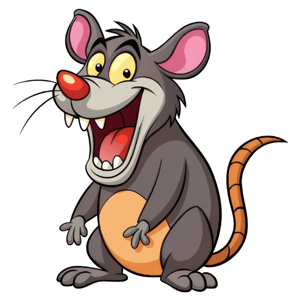 Cartoon rat with big teeth and open mouth png