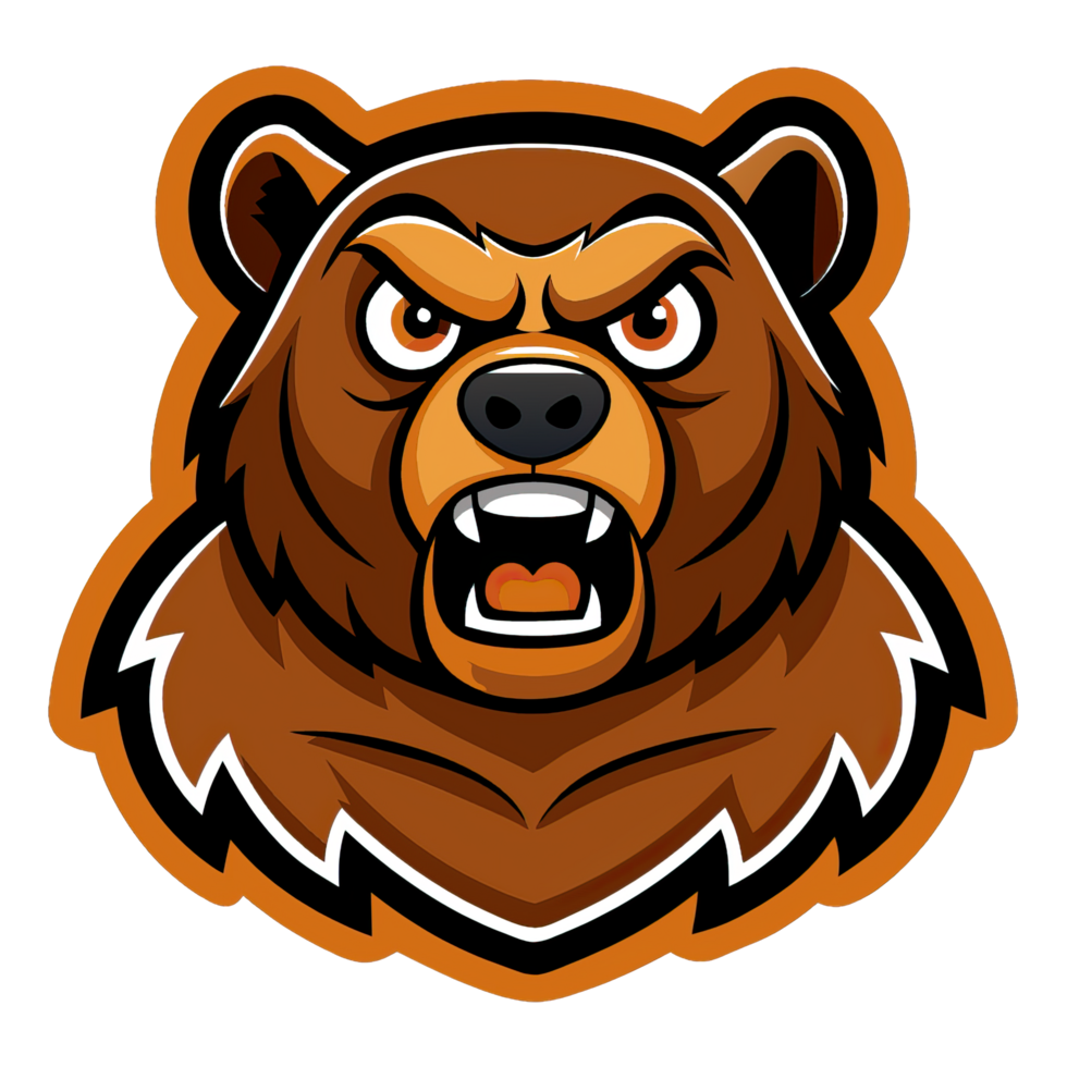 The mascot of a bear head with an angry expression png