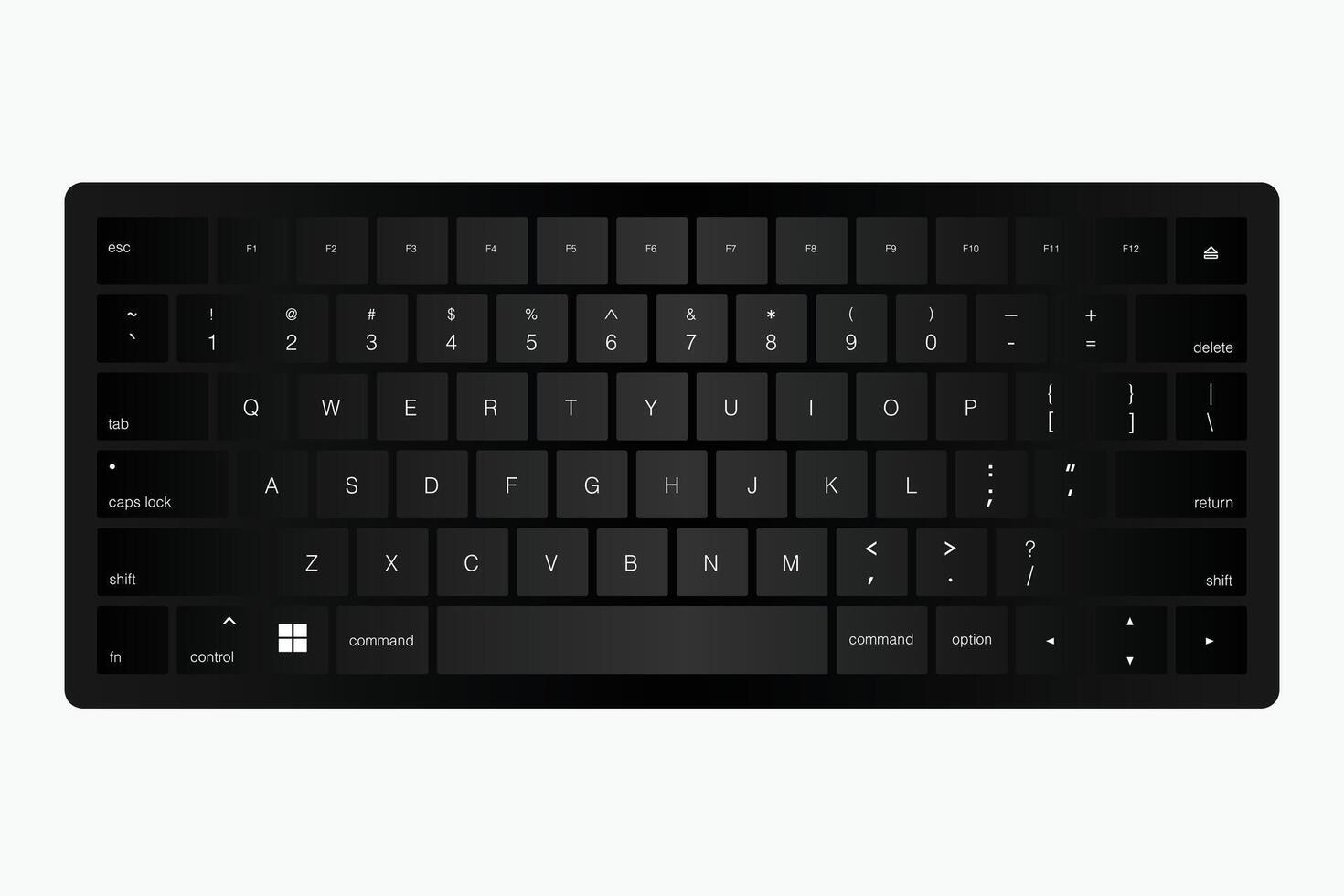 Black Keyboard Qwerty Keys Realistic Illustration vector