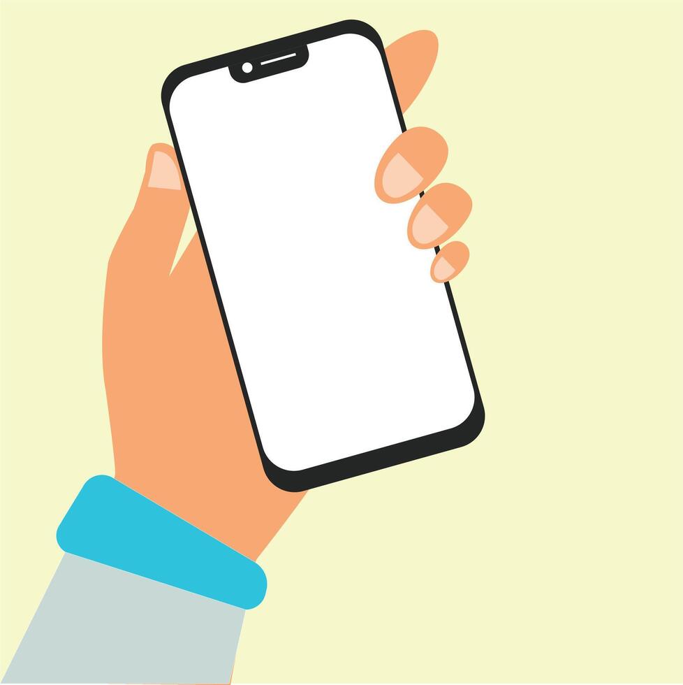 Smartphone Holding In Hands Cartoon Illustration vector