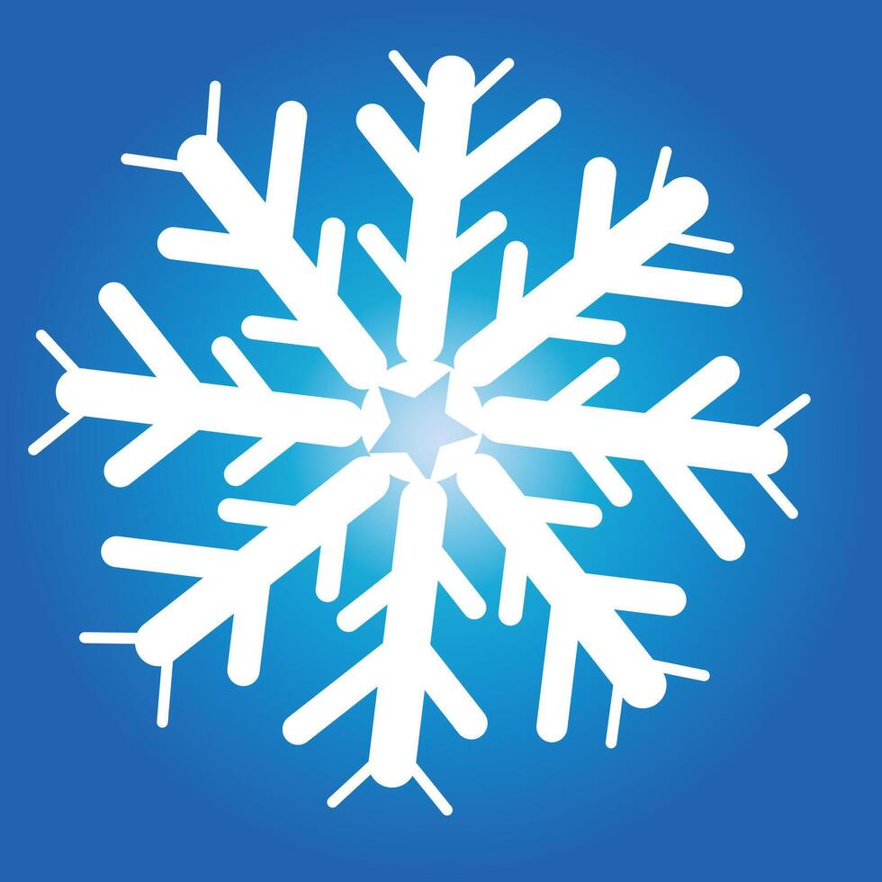 White Snowflake Ice Crystal Flat Icon Isolated Illustration On Blue BG vector