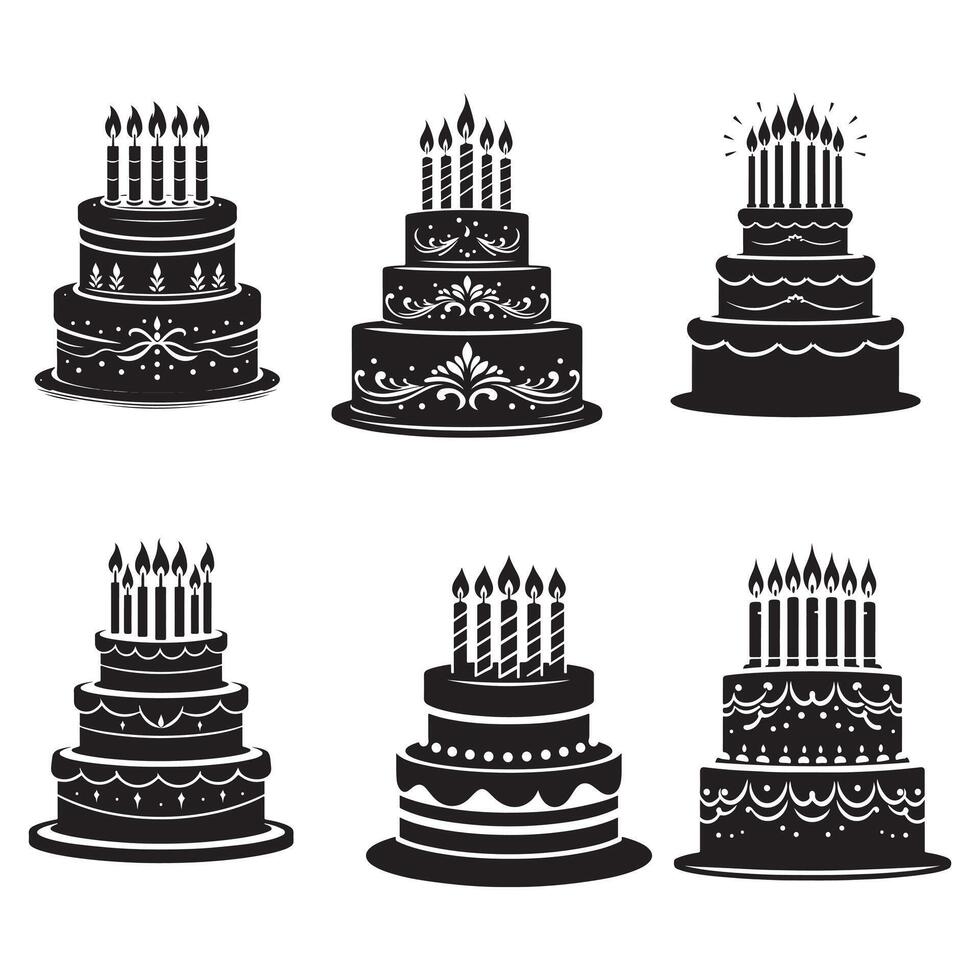 Classic Birthday Cake Silhouette Graphic vector