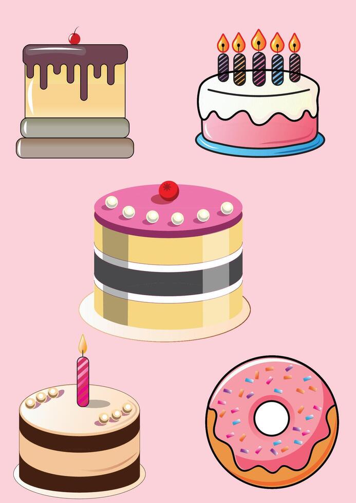 Birthday Cakes illustrations vector
