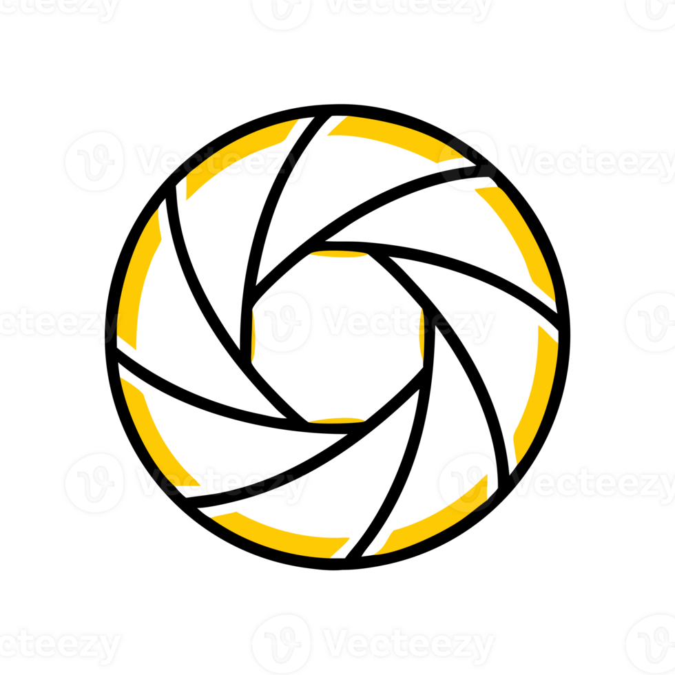 A geometric design resembling a camera aperture features intersecting yellow and black lines cutouts png