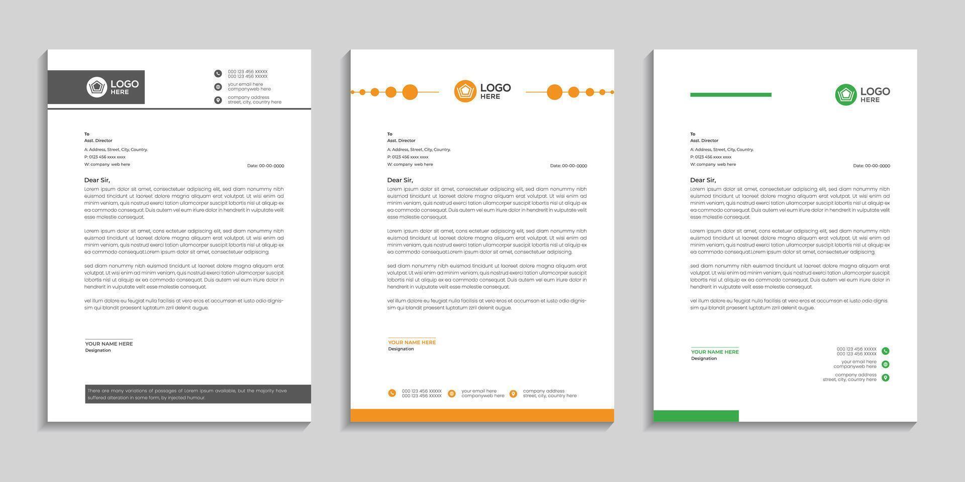 letterhead design template set vector