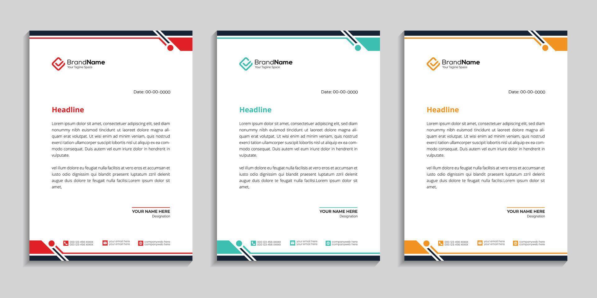 Professional letterhead template design with minimal unique and colorful letterhead vector