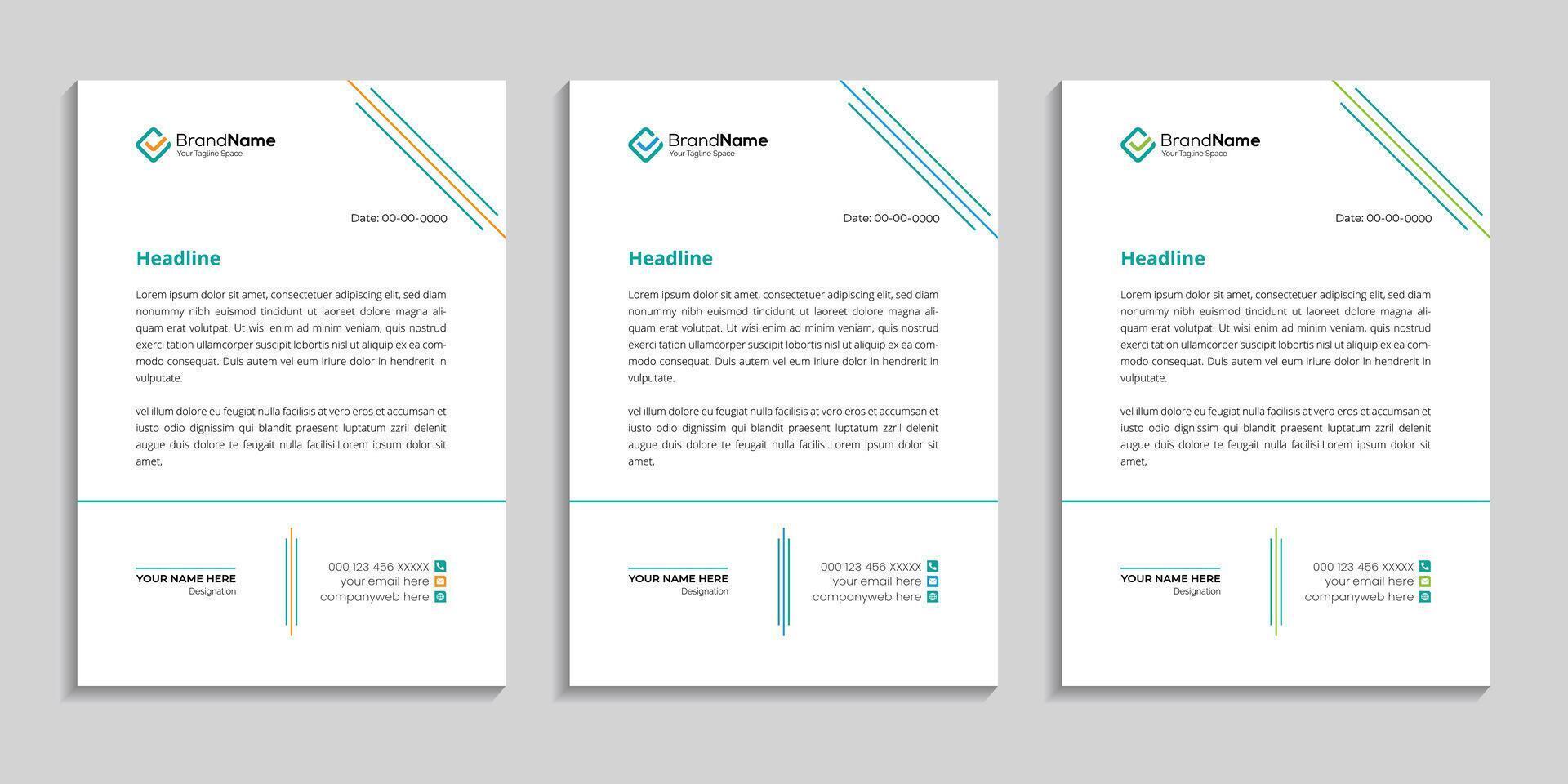 Line art style letterhead design with minimal unique and simple letterhead vector
