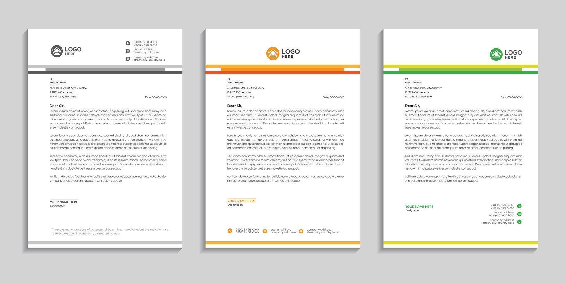 business letterhead design with color variation vector