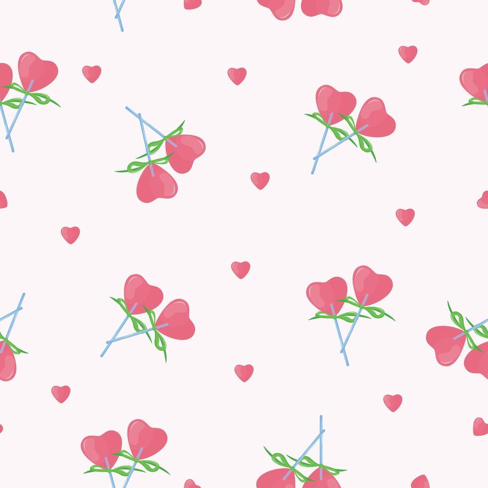 Seamless pattern with Lollipop and hearts. Happy Valentine's Day, Romance, Love concept. Perfect for product design, scrapbooking, textile, wrapping paper. EPS 10 vector