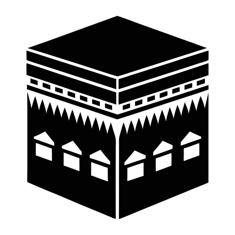 Iconic black and white depiction of the Kaaba, white background vector
