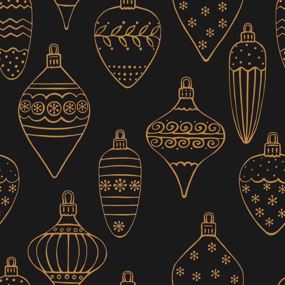 Seamless pattern with Christmas baubles. Hand drawn illustration. vector