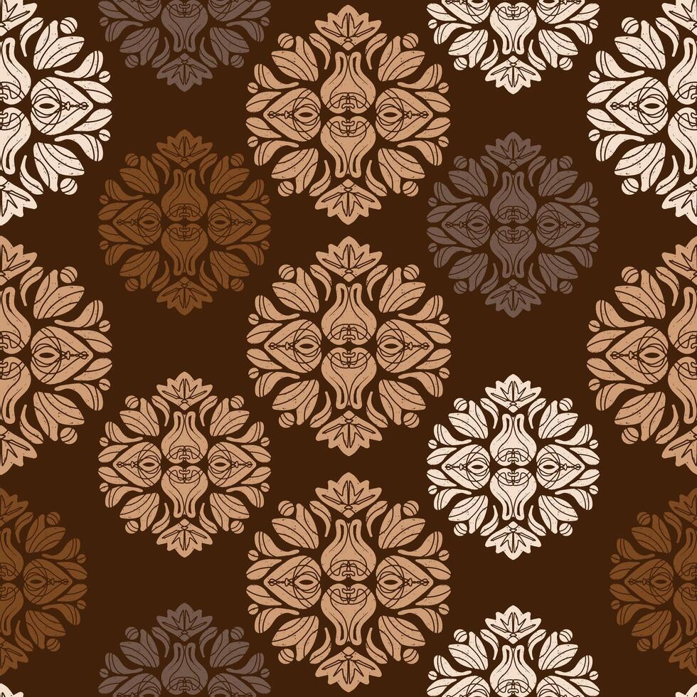 seamless pattern with brown and white flowers vector